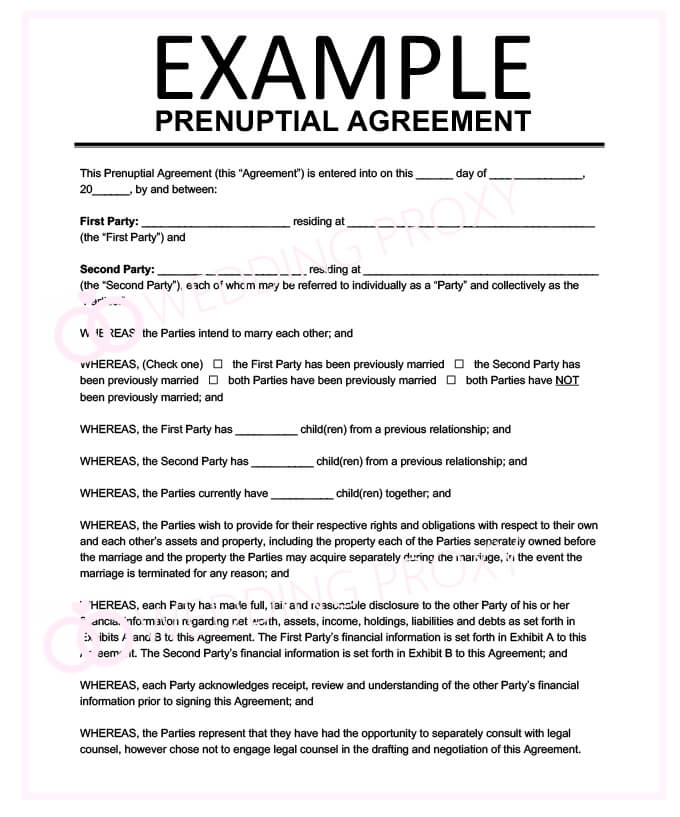 Prenuptial Agreement Example